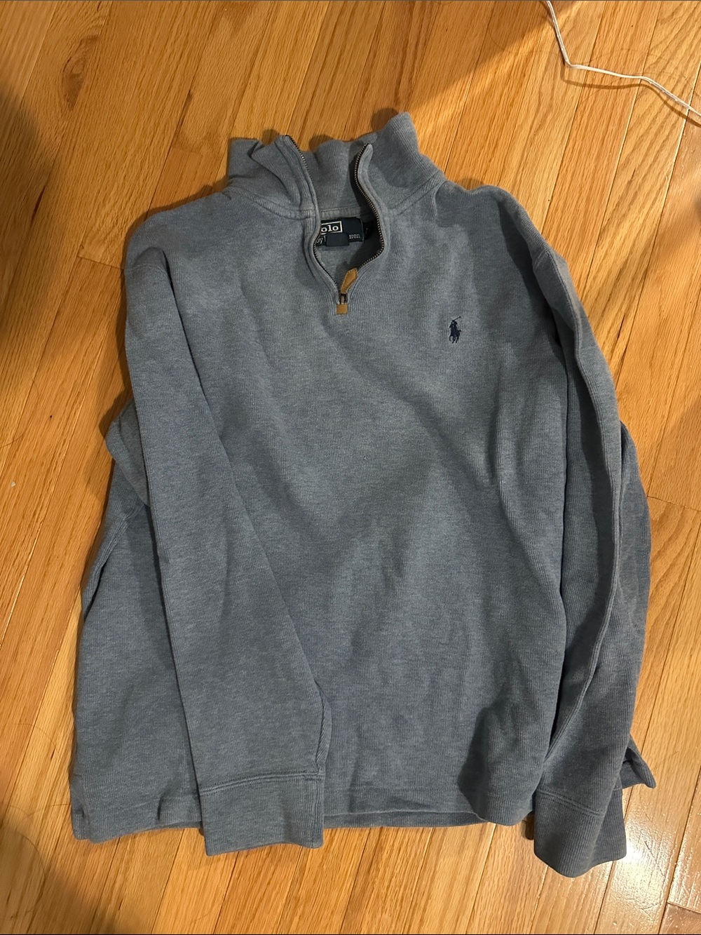 Polo by Ralph Lauren Men's Light Blue Quarter-Zip Sweater